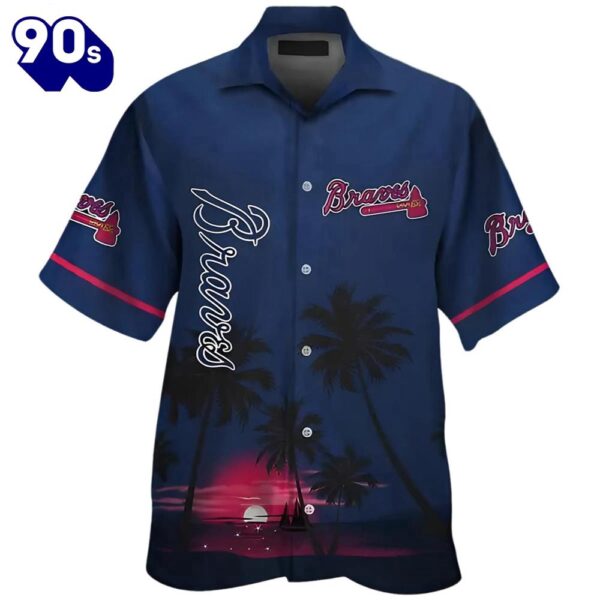 Short Sleeve Atlanta Braves Tropical Hawaiian Button Up Shirts Button Up