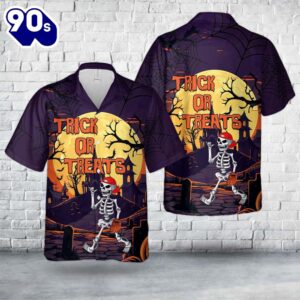 Skeleton Player Baseball Halloween Hawaiian…