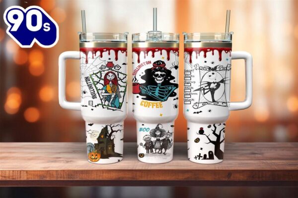 Skellington Coffee The Nightmare Before Christmas Cartoon Custom Stanley Cup 40 Oz Tumbler With Handle