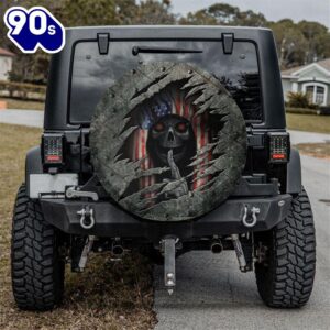 Skull American Flag Spare Tire Cover