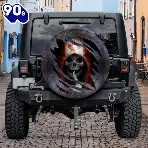 Skull Canada Flag Spare Tire Cover