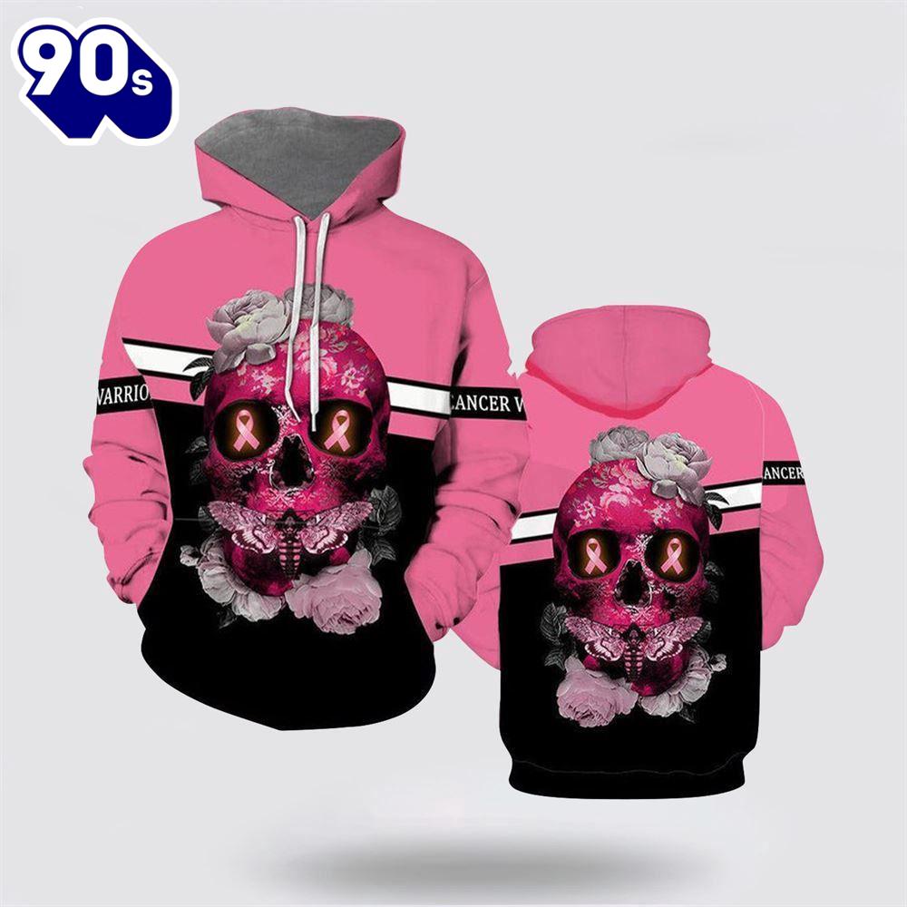 Skull Flower Breast Cancer Awareness All Over Print Hoodie Skull Flower Breast Cancer Awareness All Over Print Hoodie