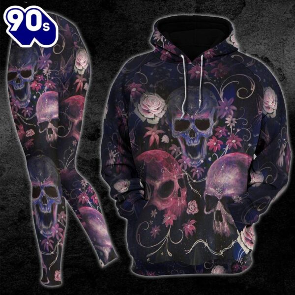 Skull Rose Flower Combo Hoodie And Leggings