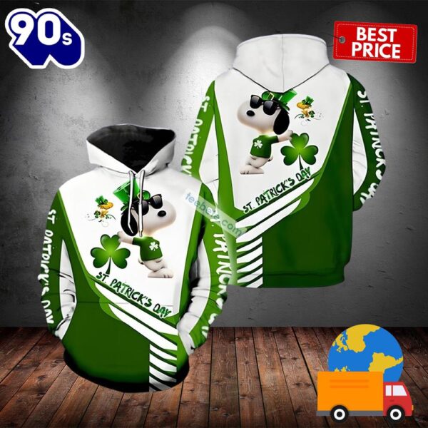 Snoopy And Woodstock St Patrick Day Green 3D Art Hoodie 2025