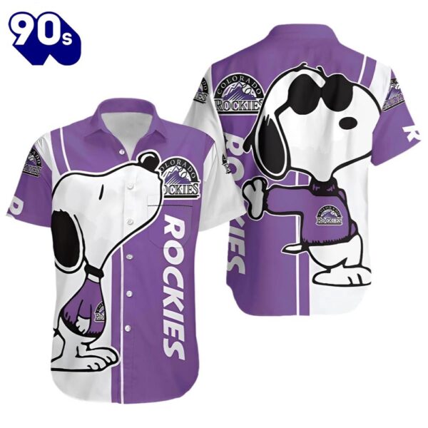 Snoopy Colorado Rockies Hawaiian Button Up Shirts Purple Cool Vibes