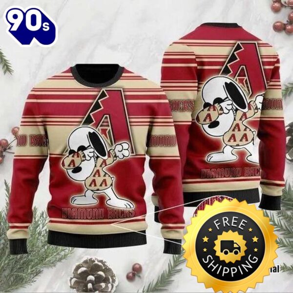 Snoopy Dab Arizona Diamondbacks MLB Christmas Ugly Sweater, Arizona Diamondbacks Ugly Sweater, MLB Christmas Sweater