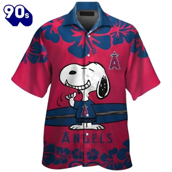 Snoopy Los Angeles Angels Hawaiian Button Up Shirts