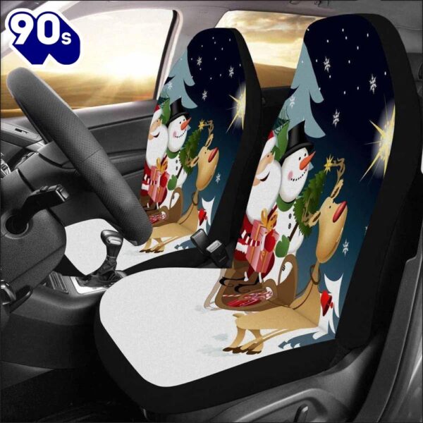 Snowman Santa And Red Nosed Reindeer Car Seat Covers  Gift Xmas