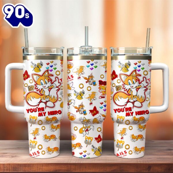 Sonic The Hedgehog Game Movie Custom Stanley Quencher 40oz Stainless Steel Tumbler With Handle  For Fans