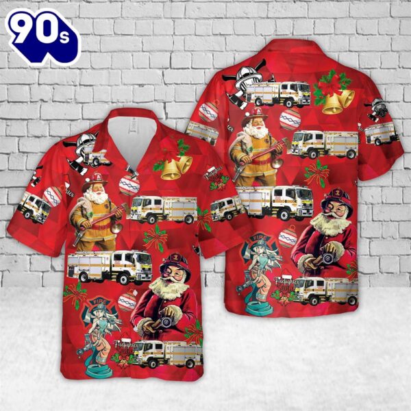 South Australia Country Fire Service (SACFS) Pumper Isuzu FTR 150-260 Christmas Hawaiian Shirt