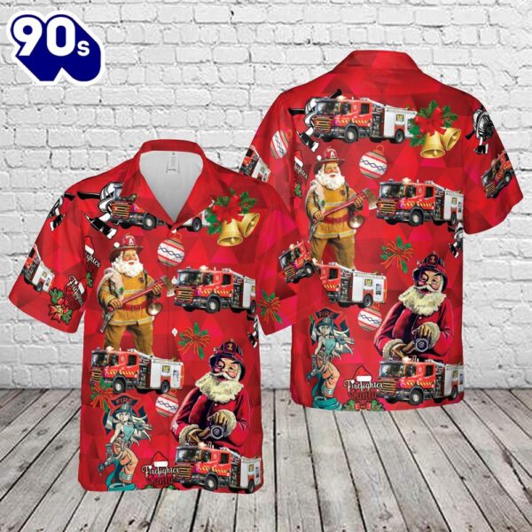 South Australian Metropolitan Fire Service (SAMFS) Adelaide 202 (Fleet 1102) Christmas Hawaiian Shirt