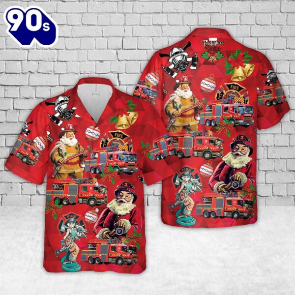 South Australian Metropolitan Fire Service SAMFS Scania Rescue Truck Christmas Hawaiian Shirt