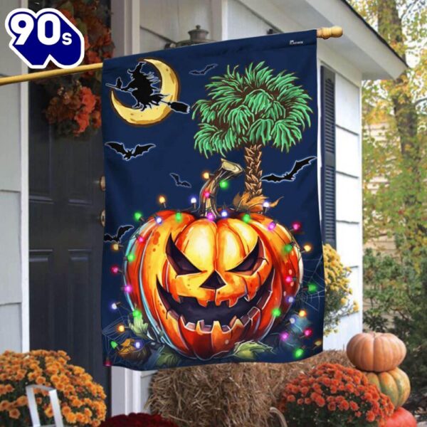 Halloween  South Carolina Halloween Witch Pumpkin Fall Flag, Halloween Garden Flags