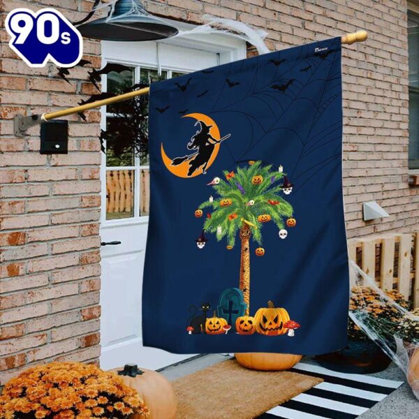 Halloween  South Carolina Halloween Witchcraft Flag Pumpkins Palm Tree, Halloween Garden Flags