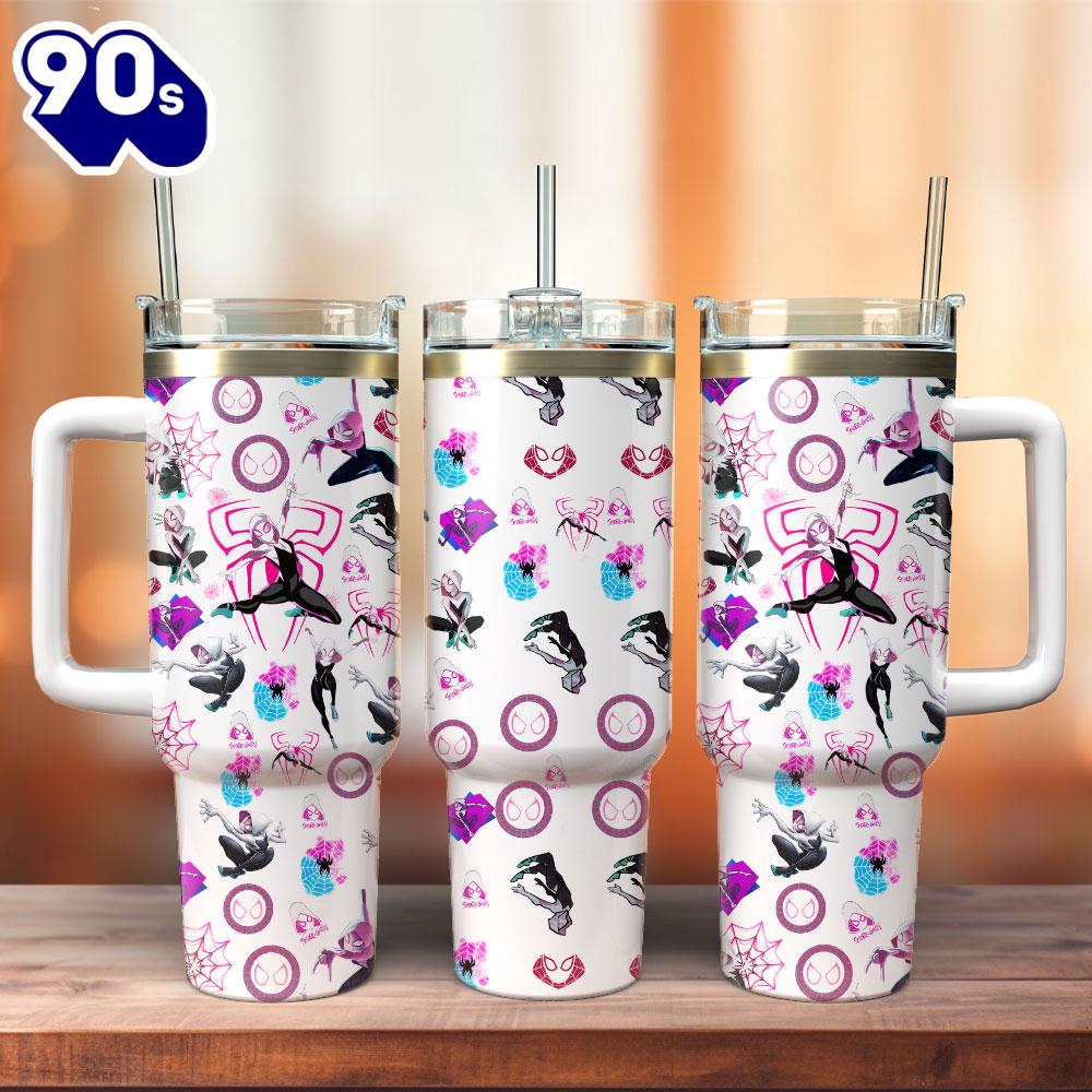 Spider Gwen Stacy Movie Custom Stanley Quencher 40oz Stainless Steel Tumbler For Fans Spider Gwen Stacy Movie Custom Stanley Quencher 40oz Stainless Steel Tumbler For Fans