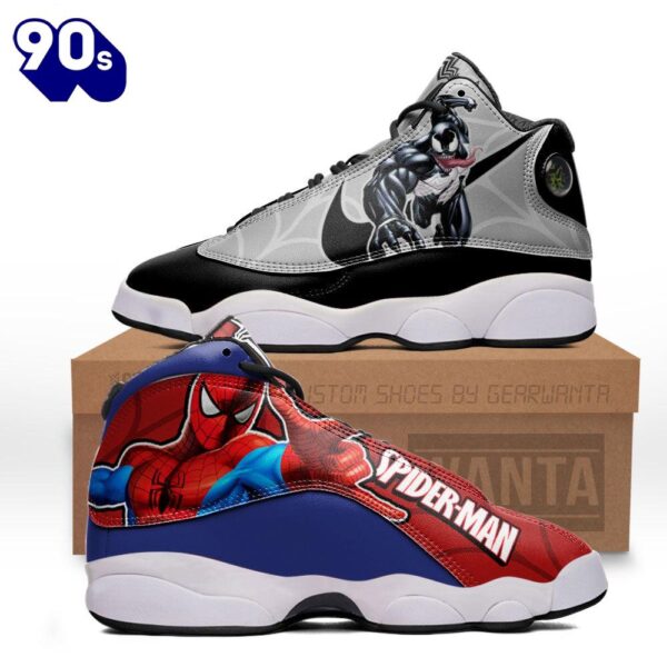 Spiderman vs Venom Air Jordan 13 Sneakers Super Heroes Custom Shoes