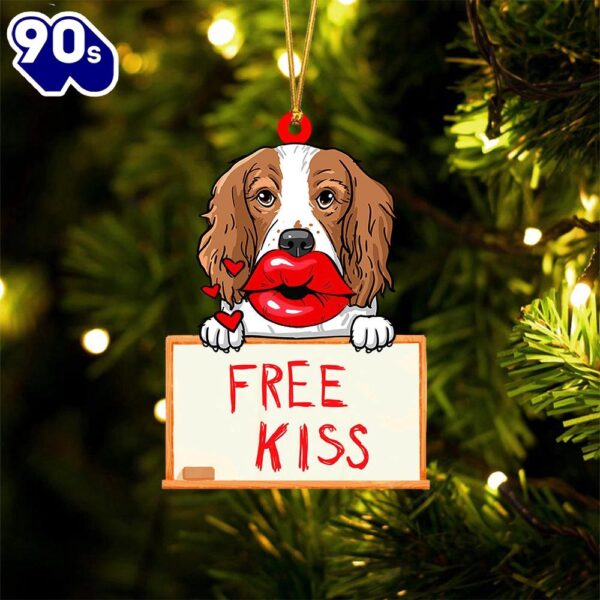 Springer-Spaniel Free Kiss Christmas Ornament, Gift For Christmas