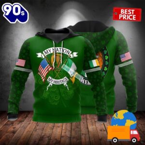 St Patrick Day My Nation My Heritace Green 3D Horror Hoodie 2025