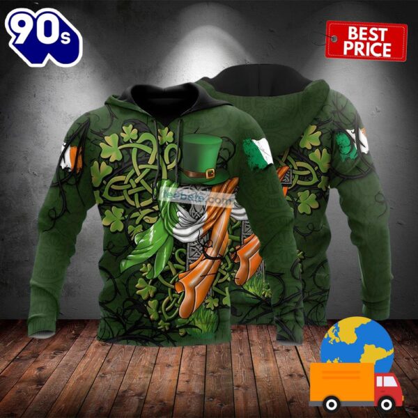 St Patrick Day Shamrock And Green Hat 3D Graphic Hoodie 2025