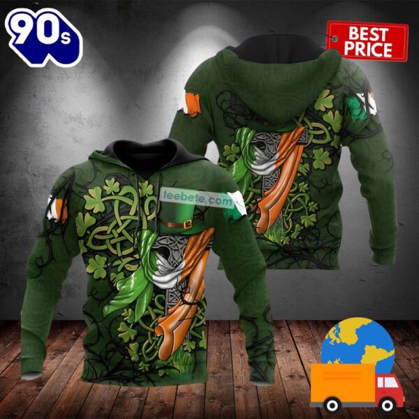 St Patrick Day Shamrock And Green Hat 3D Graphic Hoodie 2025