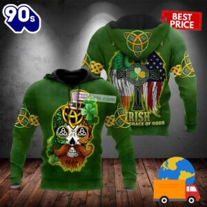 St Patrick Day Skull Irish Grace Of Good Green 3D Realistic Hoodie 2025