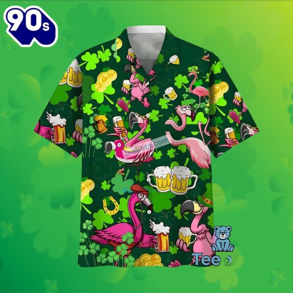 St Patrick Flamingo Beer Shamrock Green Hardaddy Hawaiian Shirts 2025