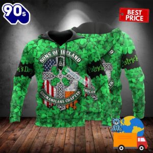St Patrick Four Sons Of Ireland Green 3D Art Hoodie 2025