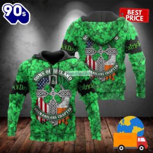 St Patrick Four Sons Of Ireland Green 3D Art Hoodie 2025