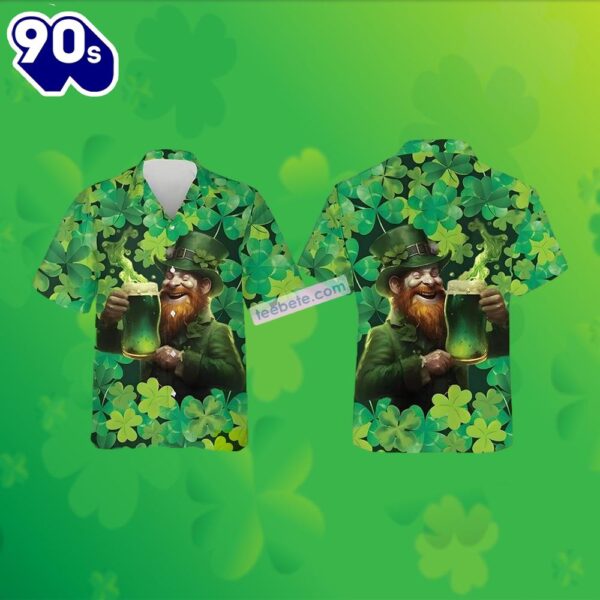 St Patrick Leprechaun Beers Shamrock Green Weird Hawaiian Shirts 2025