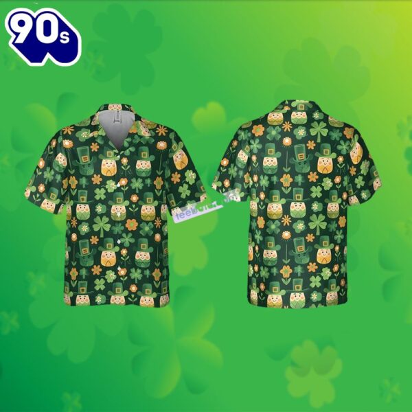 St Patrick Leprechaun Shamrock Green Tropical Button Up Shirt 2025