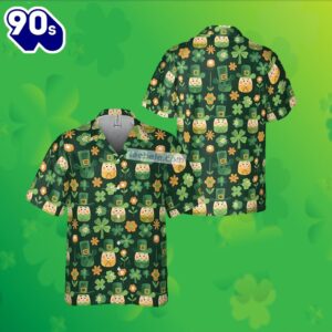 St Patrick Leprechaun Shamrock Green Tropical Button Up Shirt 2025