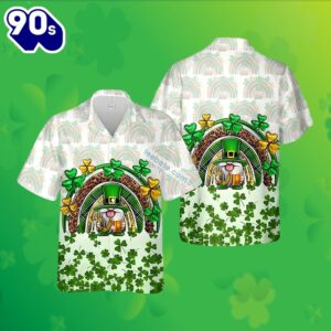 St Patrick Shamrock Gnome Rainbow White Best Aloha Shirts 2025