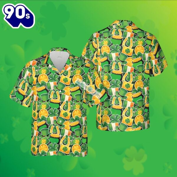 St Patrick Shamrock Horseshoe Green Awesome Hawaiian Shirts 2025