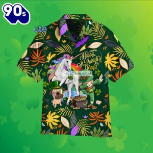 St Patrick Unicorn Leprechaun Shamrock Green Real Hawaiian Shirts 2025