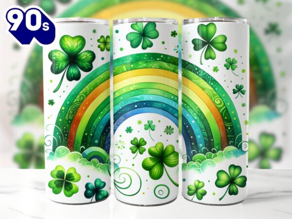 St Patrick’s Day Rainbow 20 Oz Skinny Tumbler, Shamrock Tumbler, St Patrick’s Day Tumbler