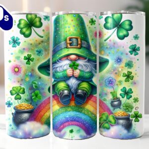 St Patrick’s Gnome 20 Oz Skinny Tumbler, Gnome Tumbler, St Patrick’s Tumbler