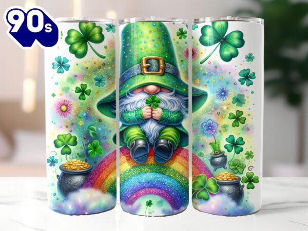 St Patrick’s Gnome 20 Oz Skinny Tumbler, Gnome Tumbler, St Patrick’s Tumbler