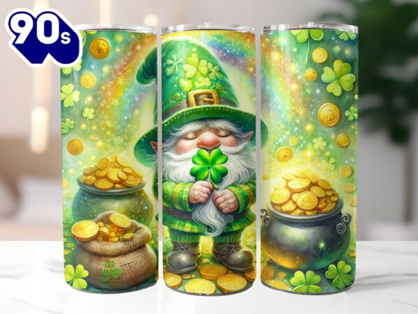 St. Patrick’s Gnome Pot of Gold 20 Oz Skinny Tumbler Sublimation, Gnome Tumbler, St Patrick’s Day Tumbler