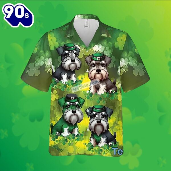 St Patricks Miniature Schnauzer Shamrock Green Authentic Hawaiian Shirts 2025