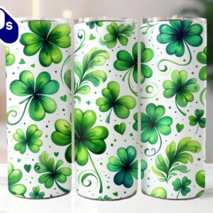 St Patrick’s Shamrock 20 Oz Skinny Tumbler, St Patrick’s Day Tumbler