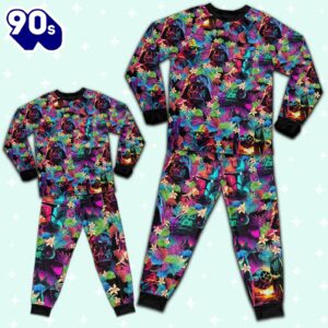 Star Wars Colorful Synthwave Summer Floral Pajamas Set - Movie Cartoon Holiday Pajamas