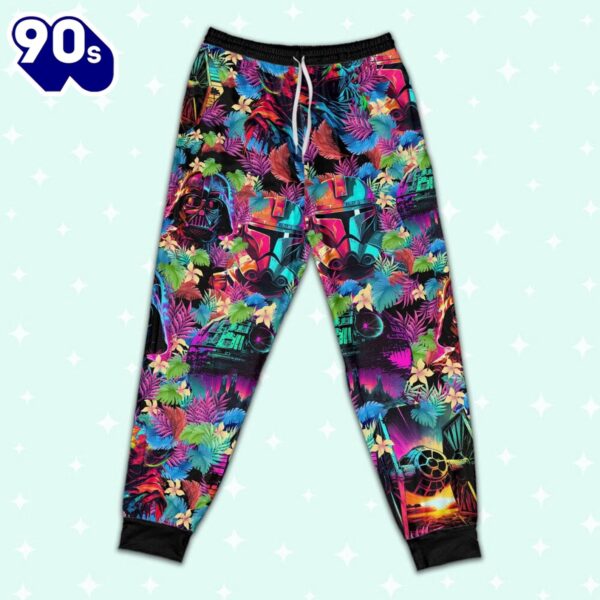 Star Wars Colorful Synthwave Summer Floral Pajamas Set – Movie Cartoon Holiday Pajamas