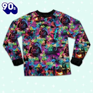 Star Wars Colorful Synthwave Summer Floral Pajamas Set - Movie Cartoon Holiday Pajamas