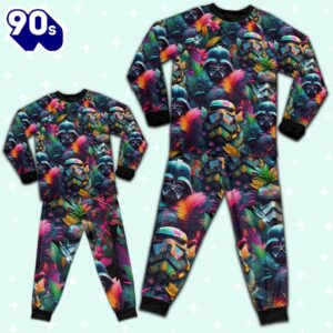 Star Wars Colorful Tropical Darth Vader Stormtrooper Pajamas Set - Movie Cartoon Holiday Pajamas