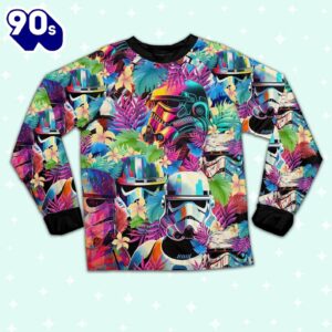 Star Wars Colorfull Floral Stormtrooper Artwork Pajamas Set - Movie Cartoon Holiday Pajamas