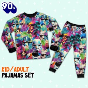 Star Wars Colorfull Floral Stormtrooper Artwork Pajamas Set - Movie Cartoon Holiday Pajamas