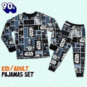 Star Wars Comic Characters Cool Art Pattern Pajamas Set - Movie Cartoon Holiday Pajamas