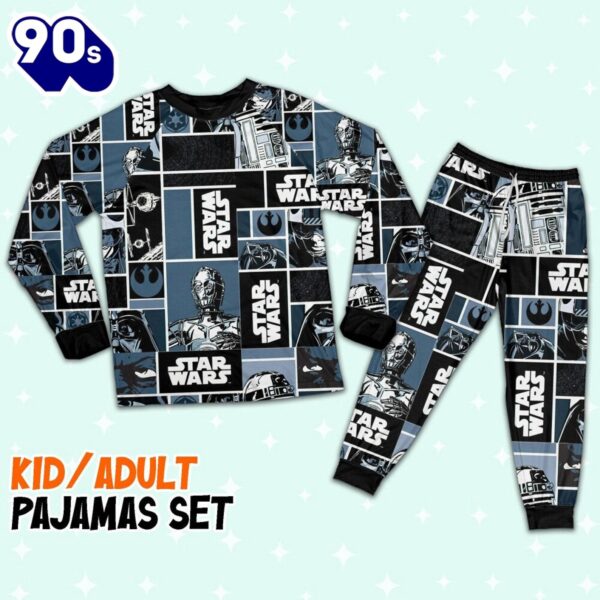 Star Wars Comic Characters Cool Art Pattern Pajamas Set – Movie Cartoon Holiday Pajamas