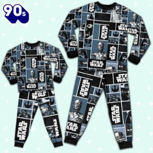 Star Wars Comic Characters Cool Art Pattern Pajamas Set - Movie Cartoon Holiday Pajamas