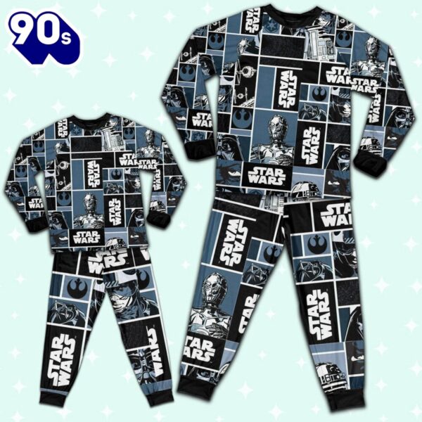 Star Wars Comic Characters Cool Art Pattern Pajamas Set – Movie Cartoon Holiday Pajamas